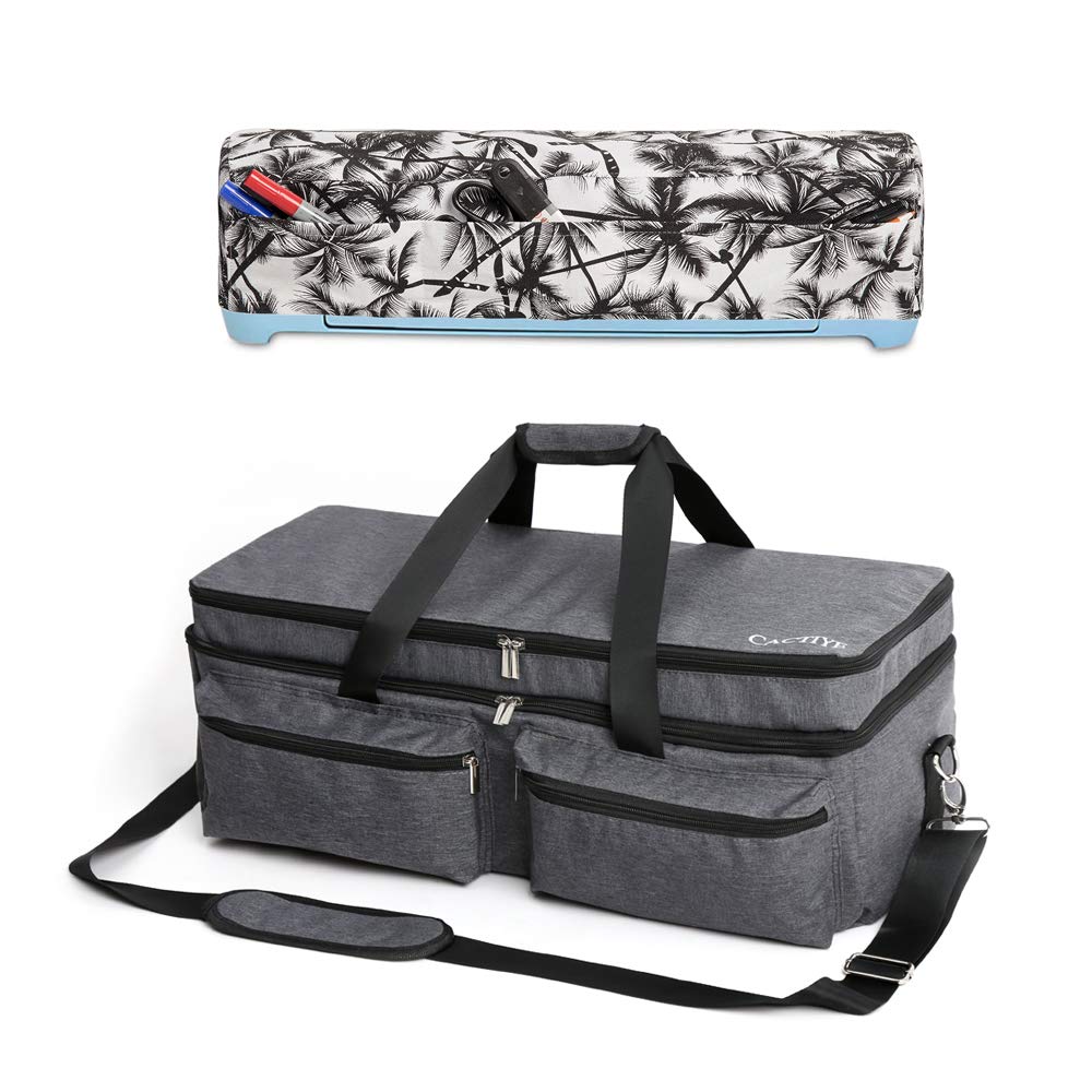 CACTIYE Carrying Bag Compatible with Cricut Explore Air and Maker, Waterproof Tote Bag Compatible with Cricut Explore Air and Supplies (Gray, 1+1)