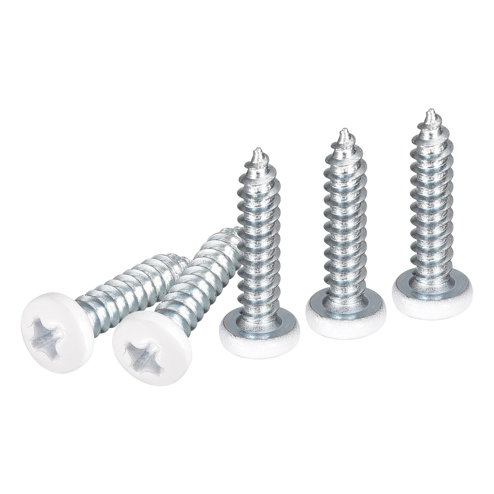 DTGN #10x1" White Screws 100Pack - Zinc Plated Carbon Steel Pan Head Phillips Sheet Metal Screw Self-tapping Screw Wood Screws — image 1