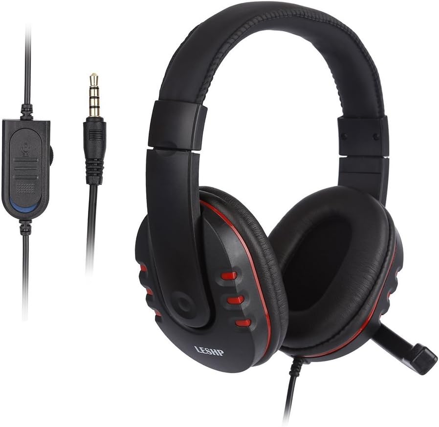 YKS Gaming Headset, PC Headset 3.5mm with Microphone, Xbox One Headphone Stereo with Noise Reduction & Volume Control (Black&Red)