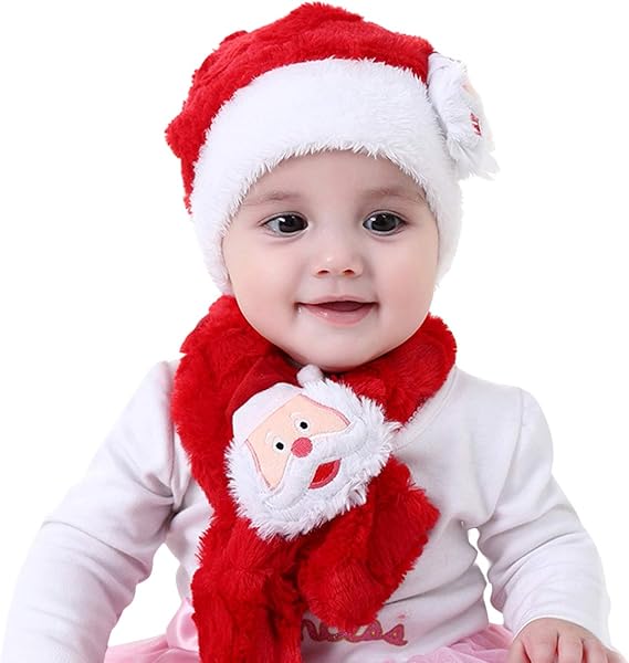 Amazon Co Jp Dorriso クリスマス帽子 サンタ 子供帽子 スカーフ ベビーニット帽 かわいい 暖かく 赤 ベビークリスマスハット 秋 冬 春 帽子 服 ファッション小物