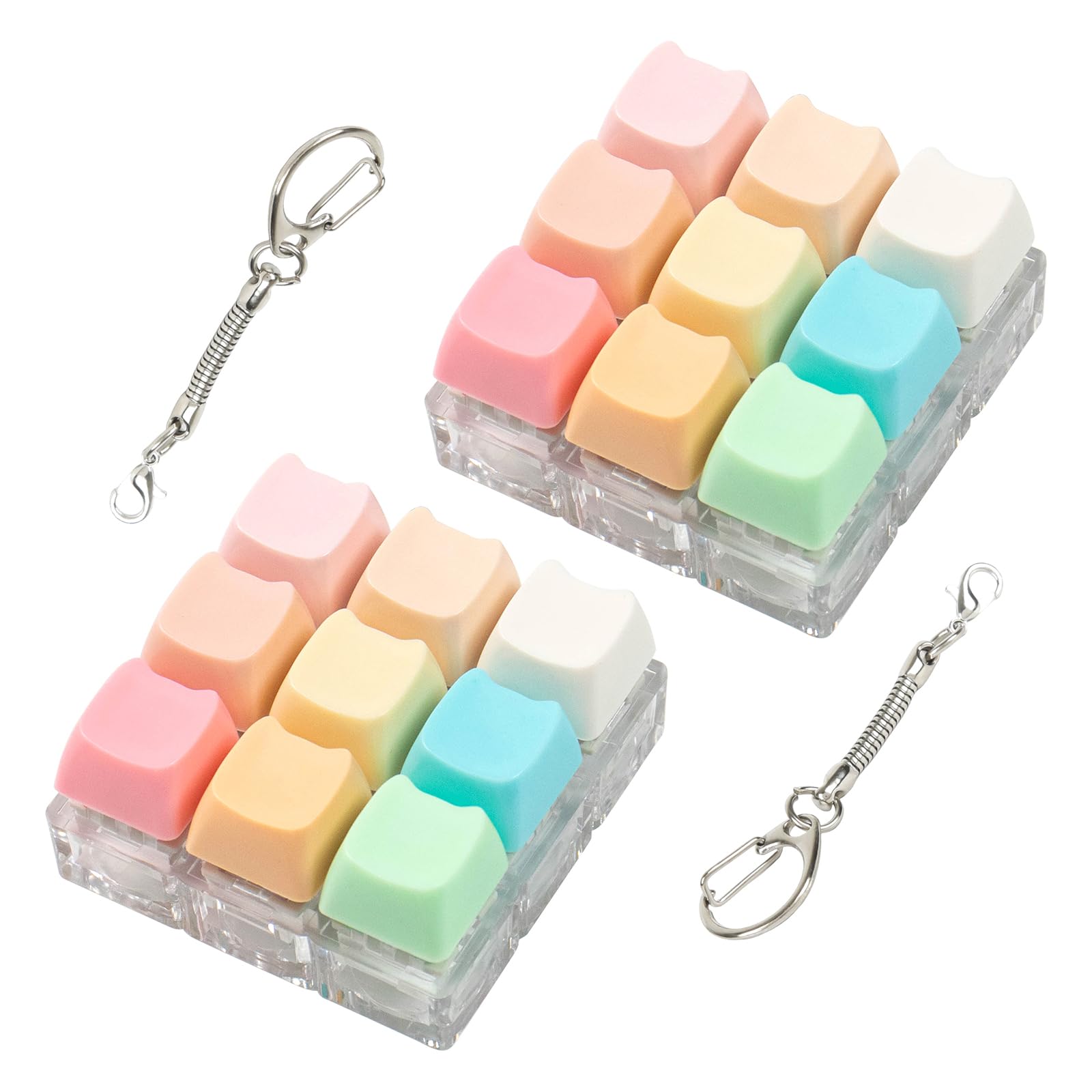 Photo 1 of 2 Pcs Keyboard Fidget Toy, Cute Cat Shape Clicker Fidgets, 9 Keys Decompression Keyboard Fidget Keychain for Adults Relieve Stress and Anxiety