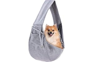 Dog Sling Carrier - Reversible Puppy Carrier Bag with Storage Pocket, Hand Free Dog Sling Carrier for Carrying Small Dogs and