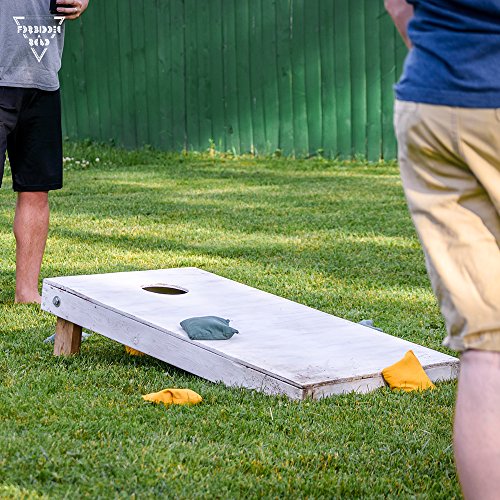 Forbidden Road Cornhole Bag Bean Bags Pack of 8 for Tossing Core Hole Games with Duck Canvas Material Cover and PP Plastic Pellets Inside - Free Carrying Bag Included (Tiffany & Dark Blue, 14OZ)