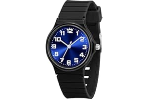 CKV Kids Analog Watch for Girls Boys Kids Watches Learning Time and Easy to Read, 5ATM Waterproof, Minimalist Wrist Watch with Soft Band 5-18 Years Old Children