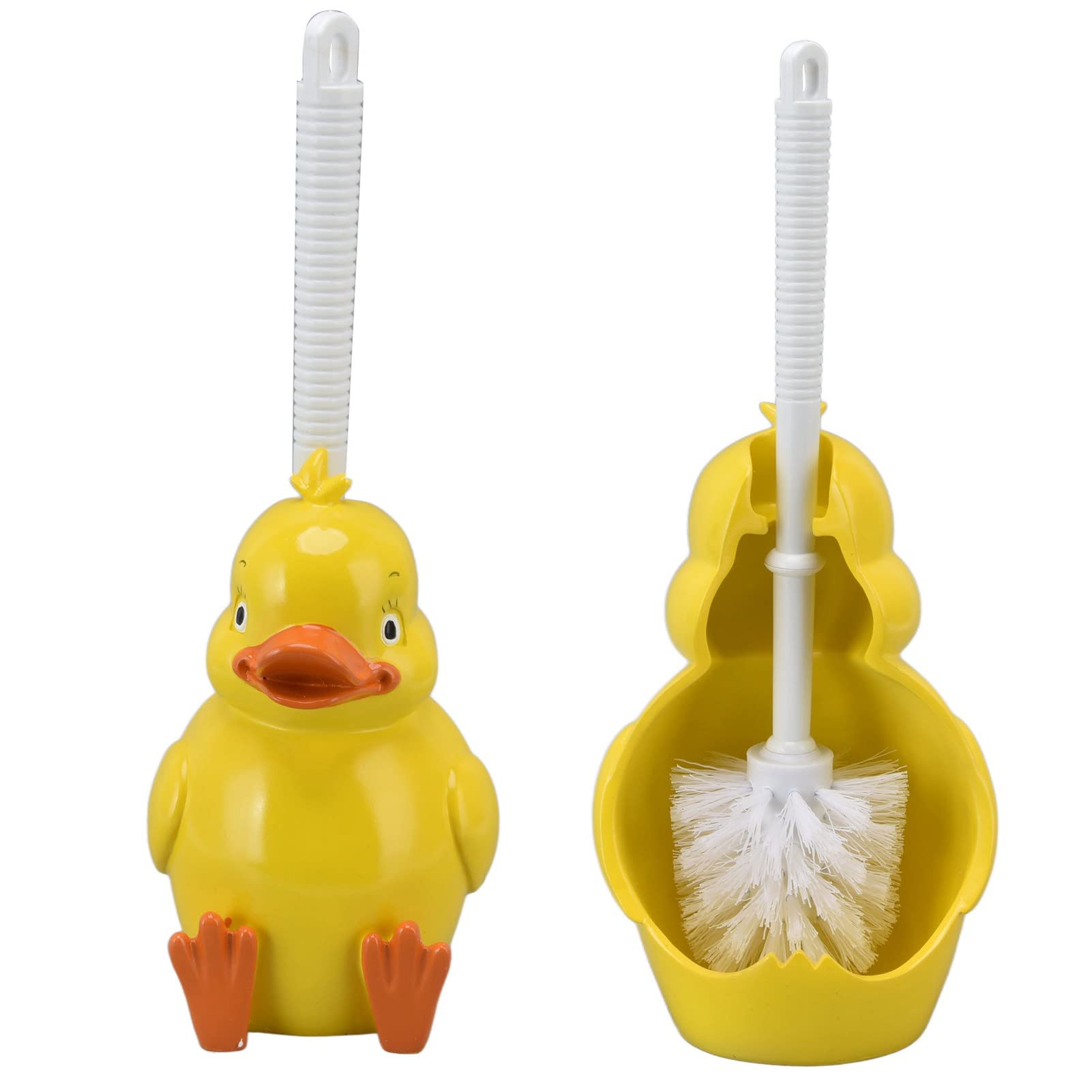Toilet Brush and Holder, Little Yellow Duck Seamless Toilet Cleaning Brush with Long Handle, Toilet Bowl Brush with Base for Bathroom