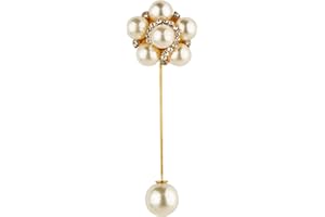 Knighthood White Pearl Rose Gold and Stone Detailing Flower Lapel Pin (S03)