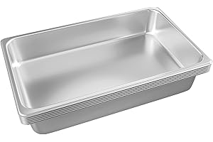 EGGKITPO Stainless Steel Pan 6-Pack 6 Inch Deep Full Size Pans Catering Storage Metal Food Pan commercial Steamer pan food Catering Trays for Hotel Steam Table Tray for Food Warmer