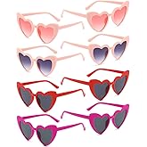 Ricawa 8 Pack Heart Sunglasses Vintage Cat Eye Heart Glasses Retro Bachelorette Bride Sunglasses Bulk for Women