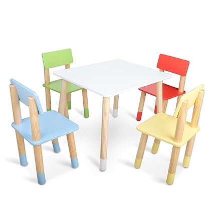 Bammax Tavolo E Sedia Per Bambini 1 Tavolo E 4 Sedie In Legno Per Bambini Tavolino Multiuso Per Camera Di Bambini Gioco Soggiorno Tavolino Con