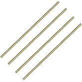 3/16 Inch Brass Round Rod, 4Pcs Solid Round Brass Rod Lathe Bar Stock, 11.8 inch in Length