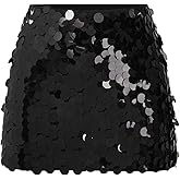 Floerns Women's Sequin Mini Skirt Sparkly Low Rise Beaded Party Glitter Bodycon Skirts