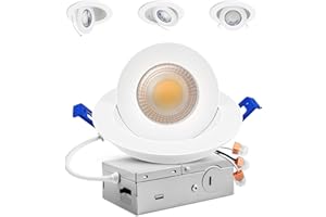 Adetu 4 inch Gimbal led recessed Lights, 360°+90° Adjustable Directional Recessed Lighting, 2700K/3000K/3500K/4000K/5000K Dimmable Retrofit Eyeball Can Lights with Jbox, ETL