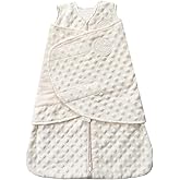 HALO Sleepsack Swaddle, 3-Way Adjustable Swaddle Blanket, TOG 3.0, Velboa Plush Dots, Cream, Newborn, 0-3 Months