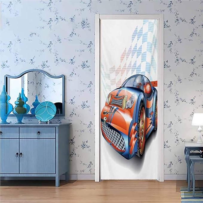 Amazon.com: Decor Door Decals Self-Adhesive Door Mural, Cars Cartoon