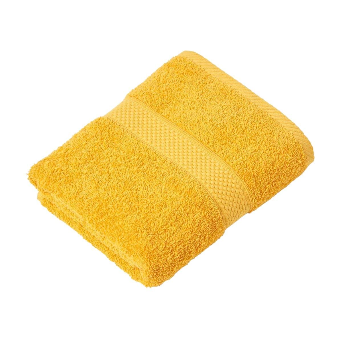 HOMESCAPES Ochre Yellow Turkish Cotton Bath Towel Super Soft Thick & Absorbent 500 GSM Towel Heavy Weight for everyday Luxury