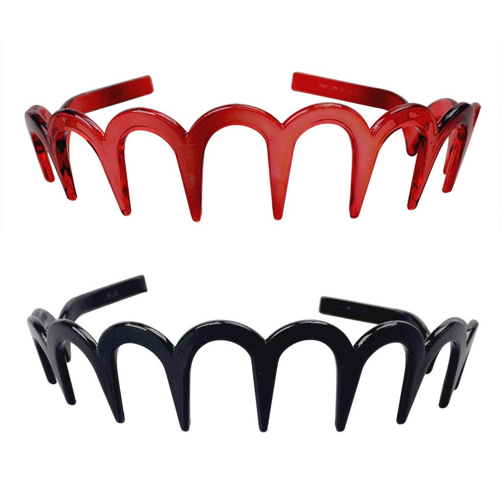 Fodattm 2PCS Zig Zag Shark Tooth Hairband Plastic Headband Hair Comb Women Hair Hoop Hair Accessories (E#)
