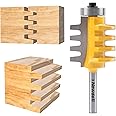 Newdeli Finger Joint Router Bit 1/4 Inch Shank Bearing Reversible Finger Joint Router Bits Carbide Joinery Wood Milling Cutter Glue Joint Tool Set for DIY Door Table Cabinet Shelve Furniture