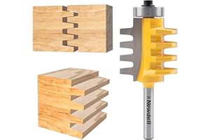 Newdeli Finger Joint Router Bit 1/4 Inch Shank Bearing Reversible Finger Joint Router Bits Carbide Joinery Wood Milling Cutte