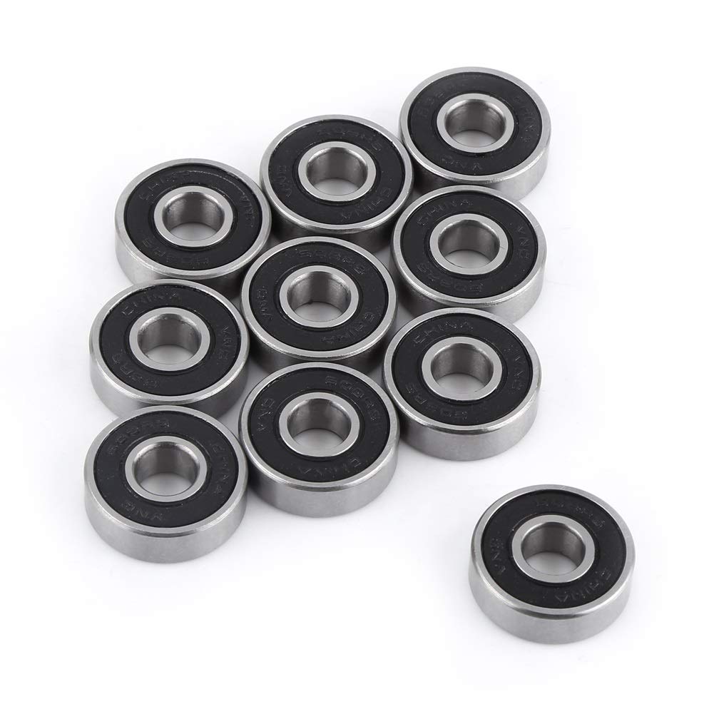 10Pcs Ball Bearings - 608-2RS Deep Groove Ball Bearing Dual Sided Black Rubber Sealed Bearings