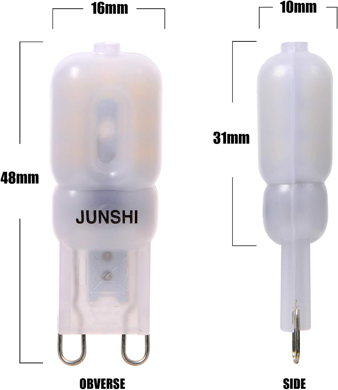 JUNSHI G9 LED Bulb,2.5W to 20W,6500K Cool White, 220 Lumens,AC220-240V LED Light Bulb,Pack of 6, 6 Count (Pack of 1) - Image 4