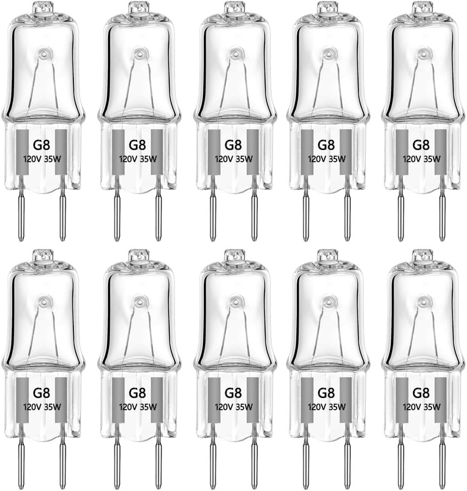 EKSAVE G8 Halogen Light Bulbs 35Watt 120Volt G8 Base BiPin Shorter