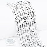 Natural White Howlite Heishi Spacer Beads Loose Semi Precious Flat Round Gemstone Disc Shape Stone for Beading Jewelry Making 4x2mm 15.5"