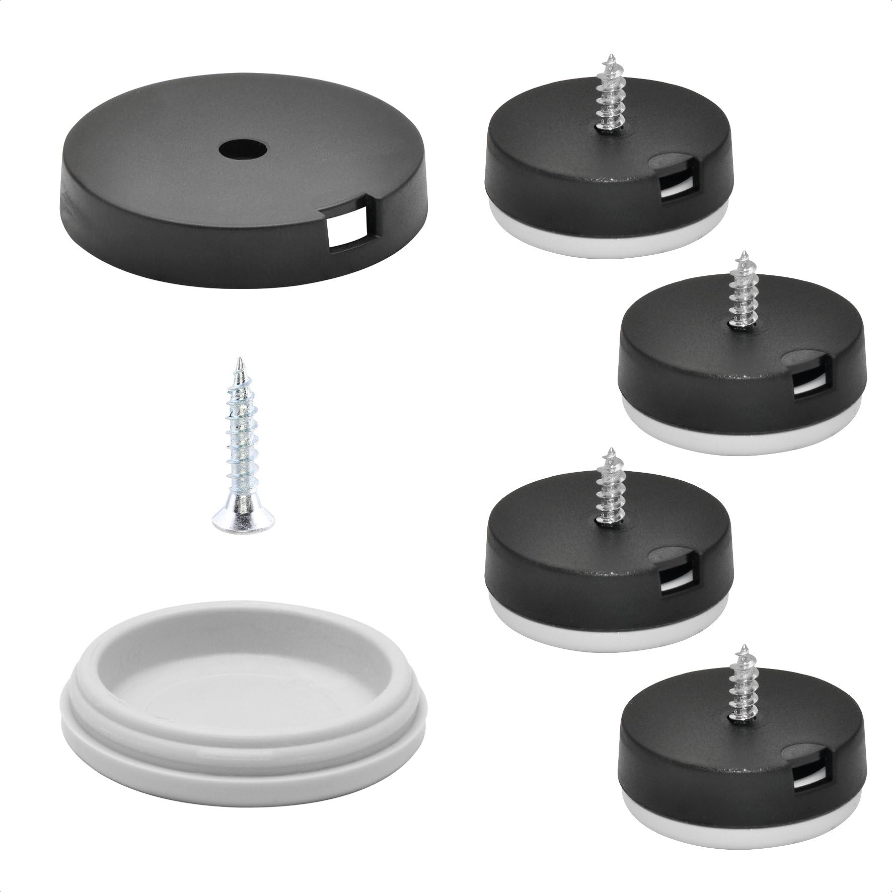 WAGNER QuickClick® Plastic glides furniture glides chair glides I 4pcs. set to screw on I 4x base+screw+interchangeable glide insert - plastic HYPER - diameter Ø 30 mm - Made in Germany - 15809600