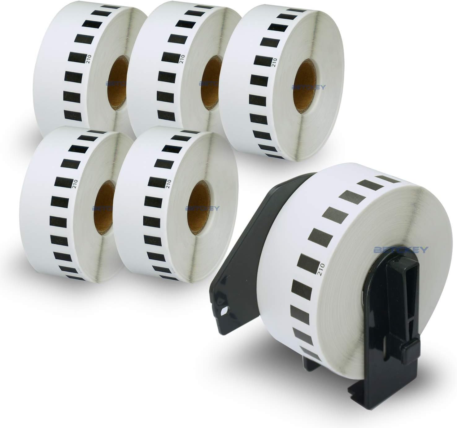 BETCKEY, 6 Rolls DK-22210 Labels with ONLY 1 Reusable Label Holders, 29mm x 30.48m