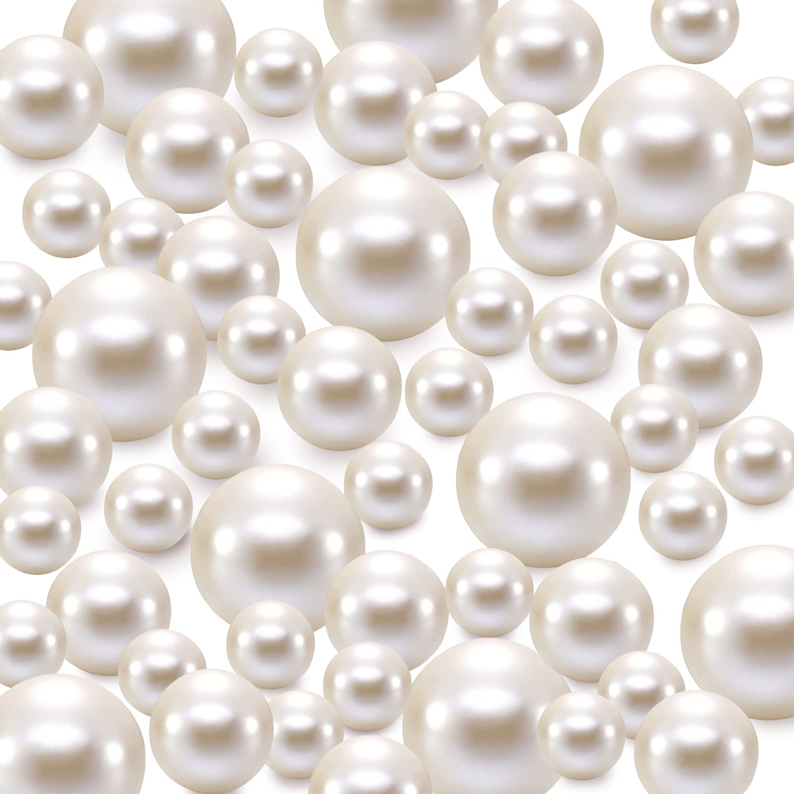 150PCS White Floating Pearls, 8/14/20mm Artificial Pearls, Plastic Pearl Beads for Floating Candle, Round Water Beads for Vases Filler, Loose Floating Faux Bead for Party Wedding Decoration — image 1
