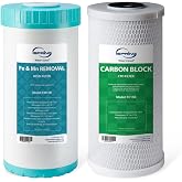 iSpring F2WGB21BM 2-Stage Iron Whole House Water Filter Set for WGB21BM | SGS-Tested CTO Filter, Reduces Iron, Manganese, up to 99% Chlorine, Sediment, Taste &amp; Odor, 10" x 4.5", Up to 50000 Gallons