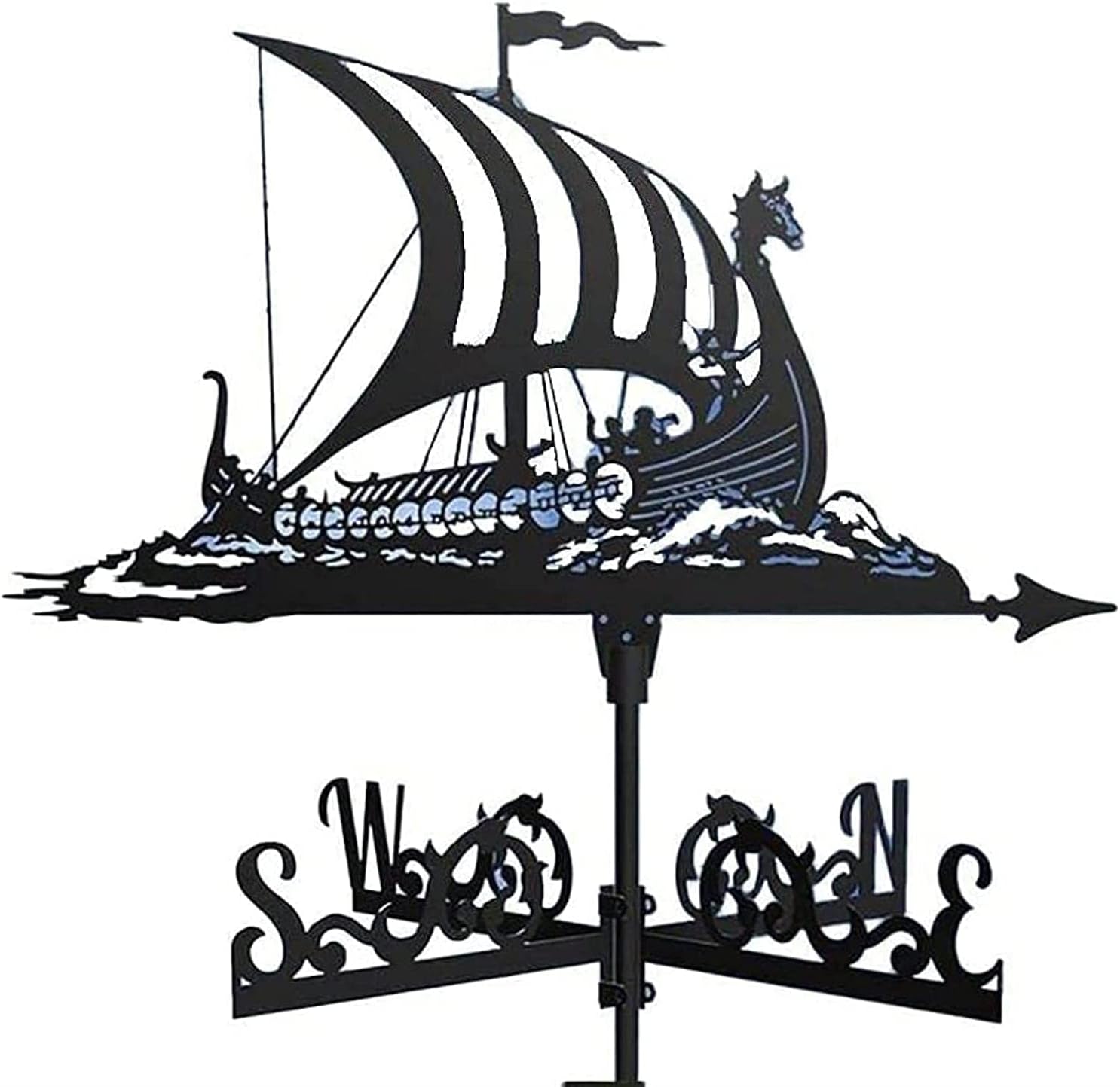 Weathervanes - ANCNA-U Weather Vane, Sailboat Battleship Marines Dragon Shaped Stainless Steel Wind Vane, Retro Farm Scene, Decorative Garden Stake Weathervane