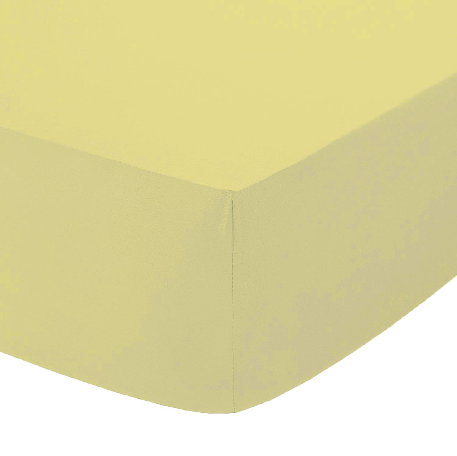 AmigoZone Non Iron Pollycotton Percal Quality Plain Fitted Sheet Or Pillow Cases (Single, Lemon)