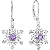 Blaniy Snowflake Dangle Drop Earrings 925 Sterling Silver Winter Frozen Leverback Earrings Christmas Jewelry Gifts for Women