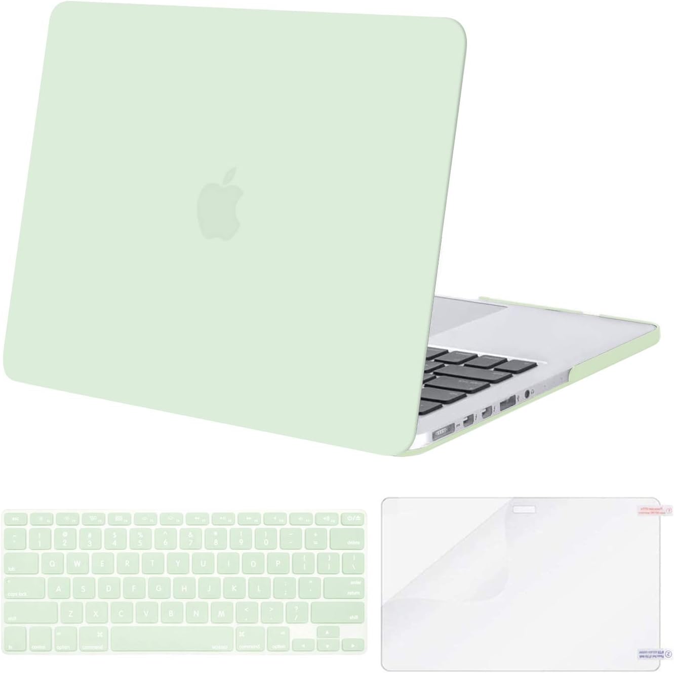 MOSISO Case Only Compatible with MacBook Pro Retina 13 inch (Models: A1502 & A1425) (Older Version Release 2015 - end 2012), Plastic Hard Shell Case & Keyboard Cover & Screen Protector, Honeydew Green