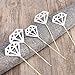 ULTNICE Diamond Cake Topper Cupcake Picks Wedding Party Decoration 50pcs (Glitter Silver)