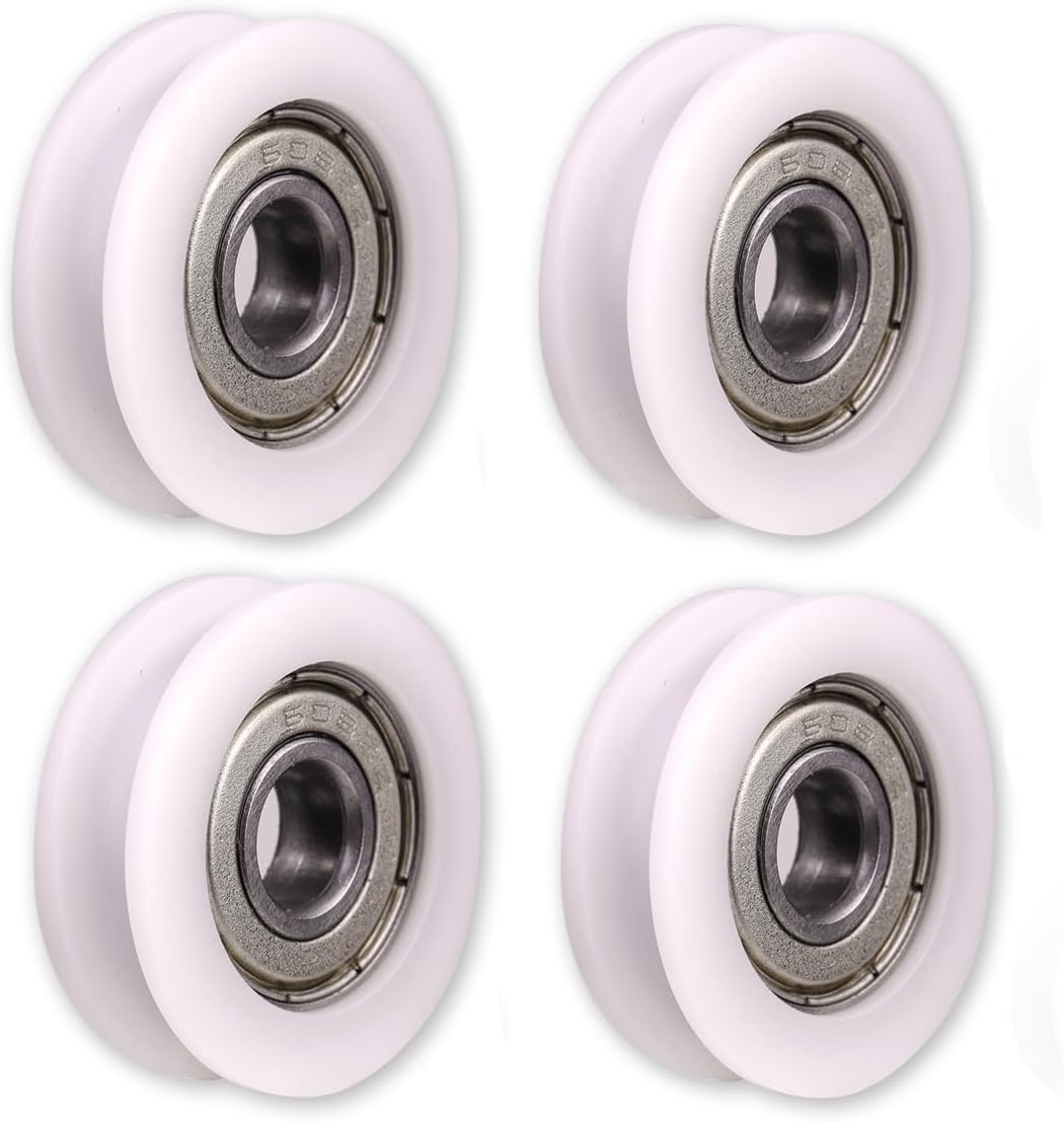 Atoplee 4pcs Round Groove Nylon Pulley Wheels Roller for Slide Gate/Angle Bar/Drawers (4x15x6mm)