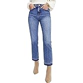Astylish Womens High Waisted Straight Leg Ankle Jeans Casual Stretch Denim Pants
