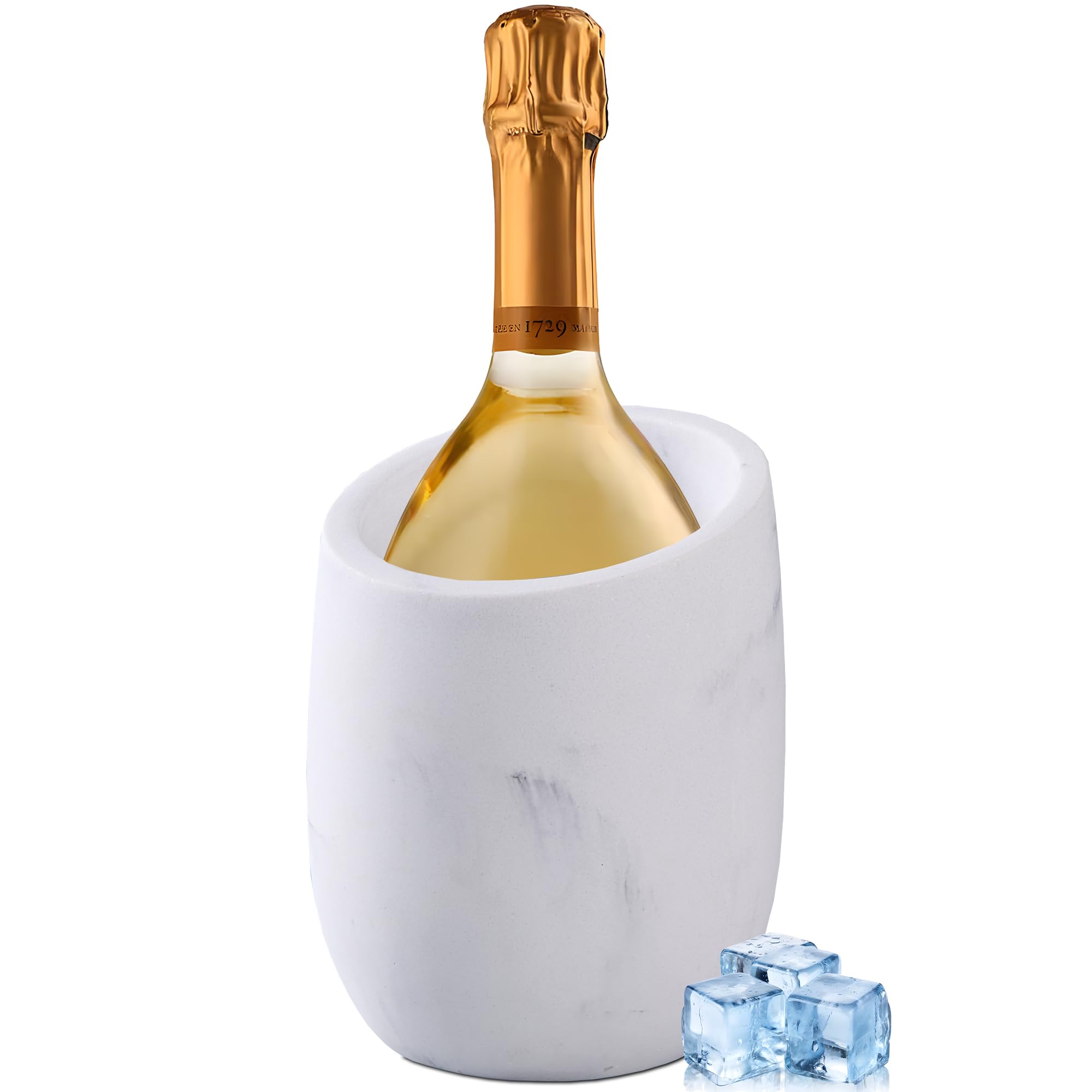 Photo 1 of *Minor Damage*
White Marble Textures Wine Chiller Bucket – 750ml Resin Cooler for Wine & Champagne Bottles, Party Bar Cart Decor – Keeps Drinks Cold, Unique Gift for Wine Lovers, Housewarming