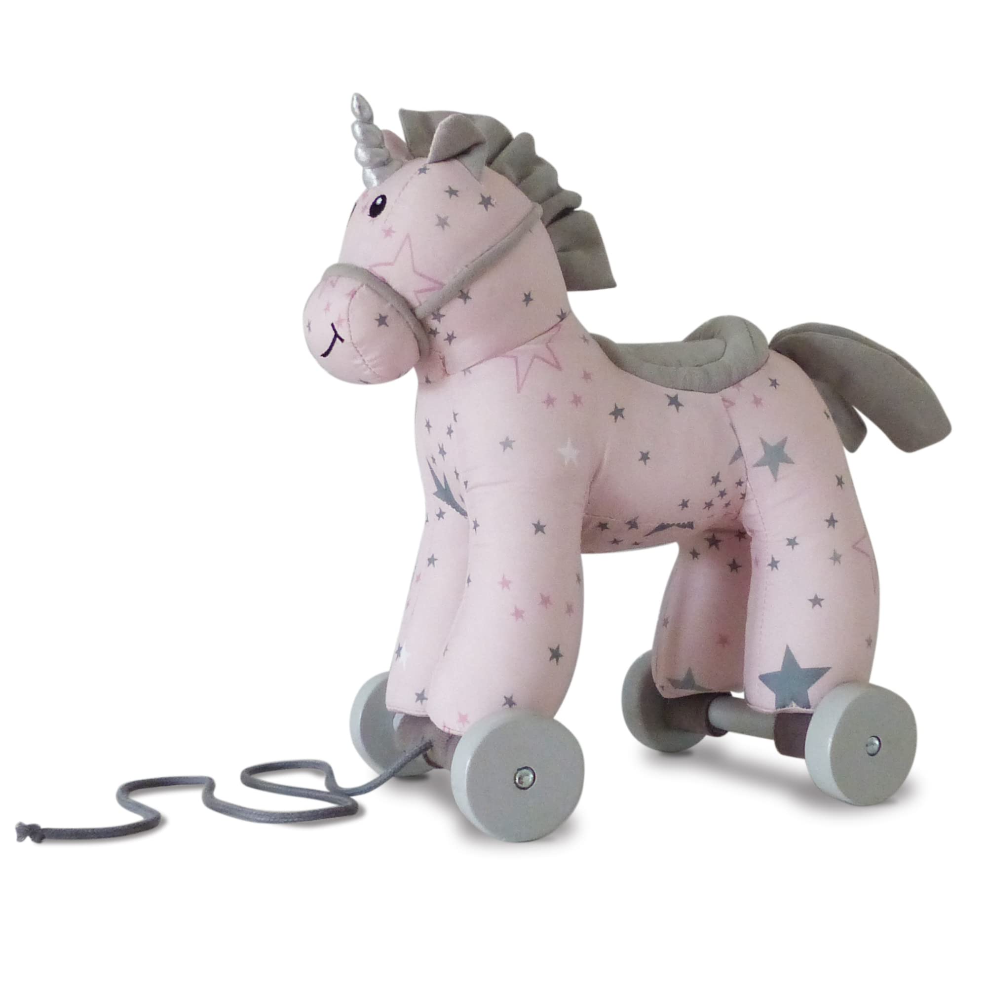 Little Bird Told Me - Celeste Unicorn Pull Along Toy for Baby 6+ Months Unisex - 2-in-1 Soft Toy, Removable Wheels, Sensory Fabrics - British Brand Since 2007