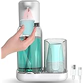 Luvan Automatic Mouthwash Dispenser for Bathroom, 25oz(750ml) Smart Mouthwash Dispenser with Cup Holder, Infrared Sensor and 2 Dispensing Levels, Rechargable Mouth Pumb Dispenser for All Age Groups