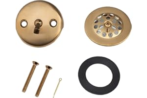 Artiwell Trip Lever Tub Trim Kit Set With Trip Lever Overflow Face Plate, Trip Lever Bathtub Drain with Strainer, Overflow and Matching Screws (BRUSHED GOLD)