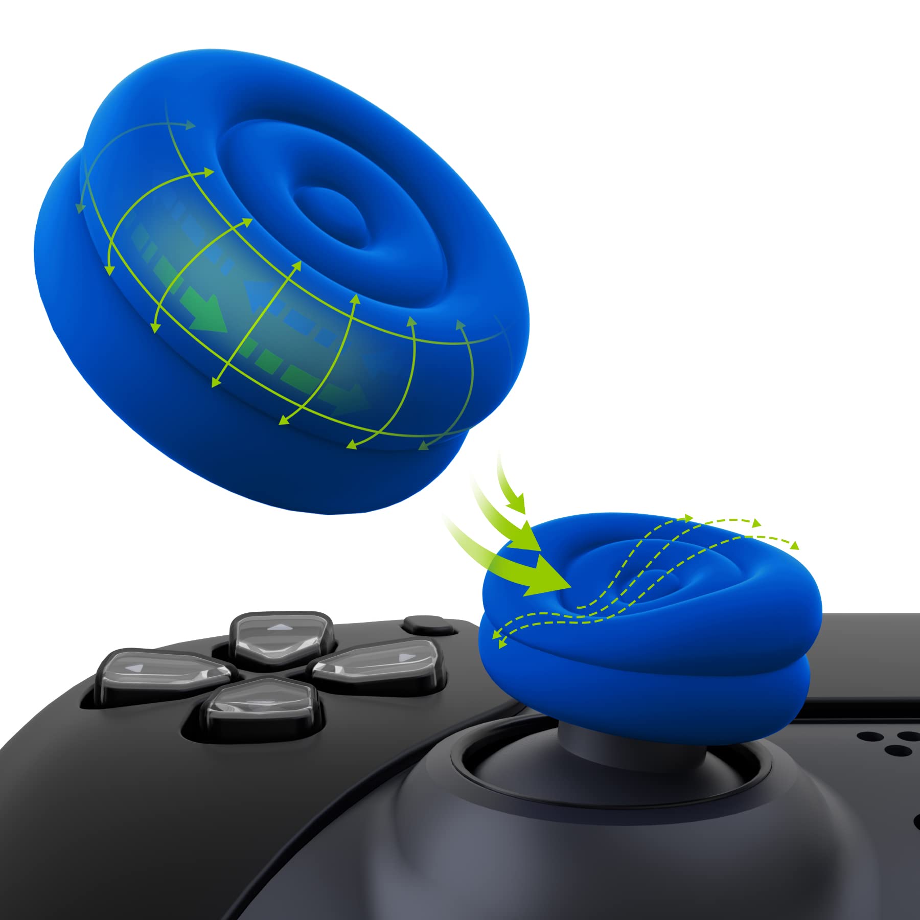 PlayVital Thumbs Cushion Caps Thumb Grips for ps5, for ps4, Thumbstick Grip Cover for Xbox Series X/S, Thumb Grip Caps for Xbox One, Elite Series 2, for Switch Pro Controller - Blue