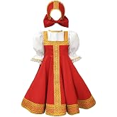 Russsian dress traditional dance costume red sarafan folk clothing