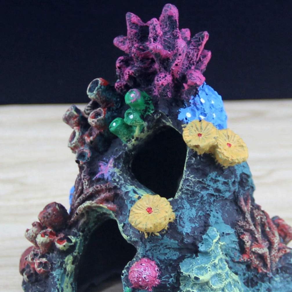POPETPOP Aquarium Resin Ornament Simulation Coral Rockery Underwater Shrim Hideaway Landscape Fish Tank Decor Crafts for Betta,Turtles,Reptiles - Image 5