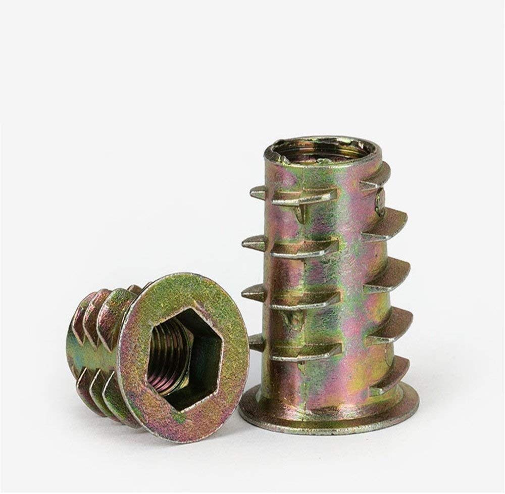 Wvzong 25Pcs M8x20mm Threaded Insert Nuts for Wood | Hex Socket Drive | Self-Tapping Brass Wood Inserts | Furniture, Plywood, MDF Installation