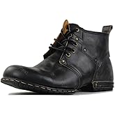 COWSDELLA Men's Vintage Brown Chukka Boots Lace-up Motorcycle Casual Leather Dress Ankle Boot for Men Fashion CD-6015-2-Vintage Brown