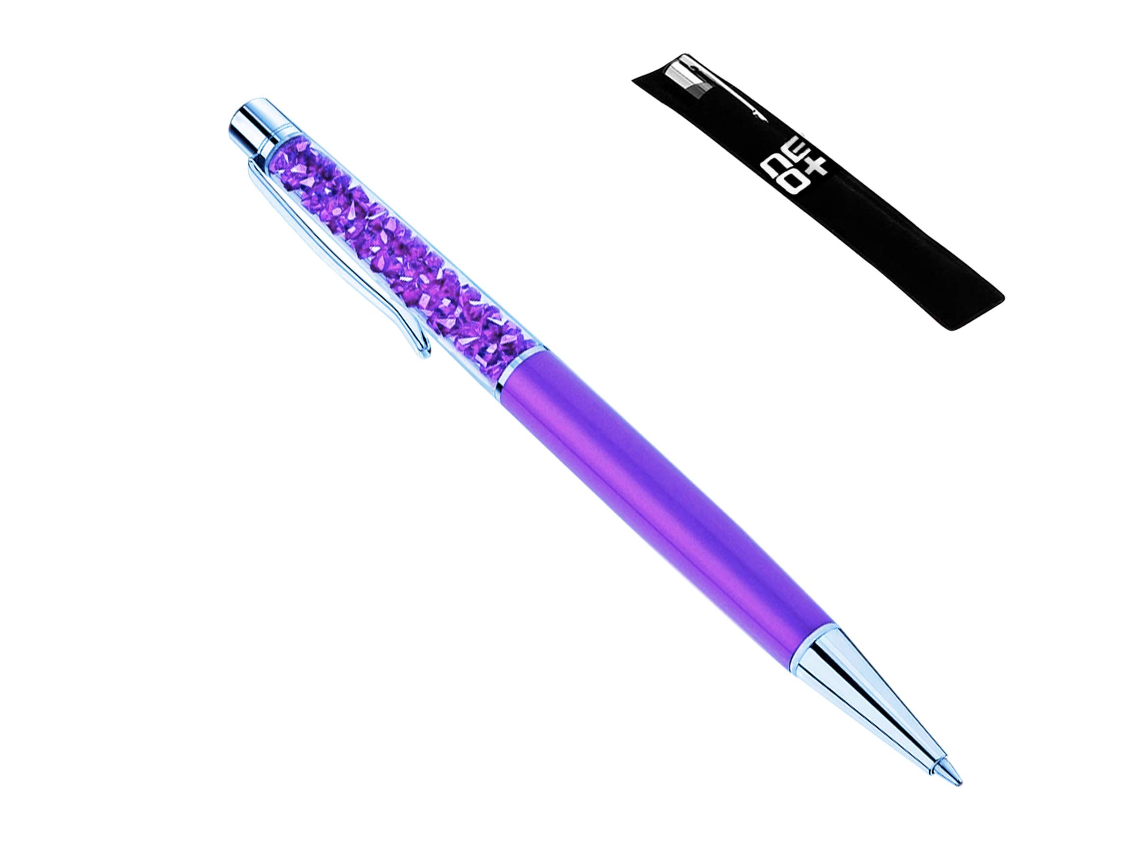 NEO+ Quality Ballpoint Pen with Crystals - REFILL AND PEN POUCH INCLUDED - I AM UK SELLER (DARK PURPLE)