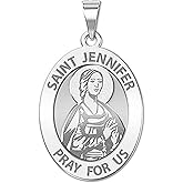 PicturesOnGold.com Saint Jennifer Religious Oval Medal - 1/2 X 2/3 Inch Size of Dime, Sterling Silver