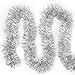 iPEGTOP 26.2ft Christmas Tinsel Garland, Classic Thick Colorful Reflections Shiny Sparkly Soft Party Hanging Tinsel Ornaments Ceiling Christmas Tree Decorations, 4 inch Wide - Silver