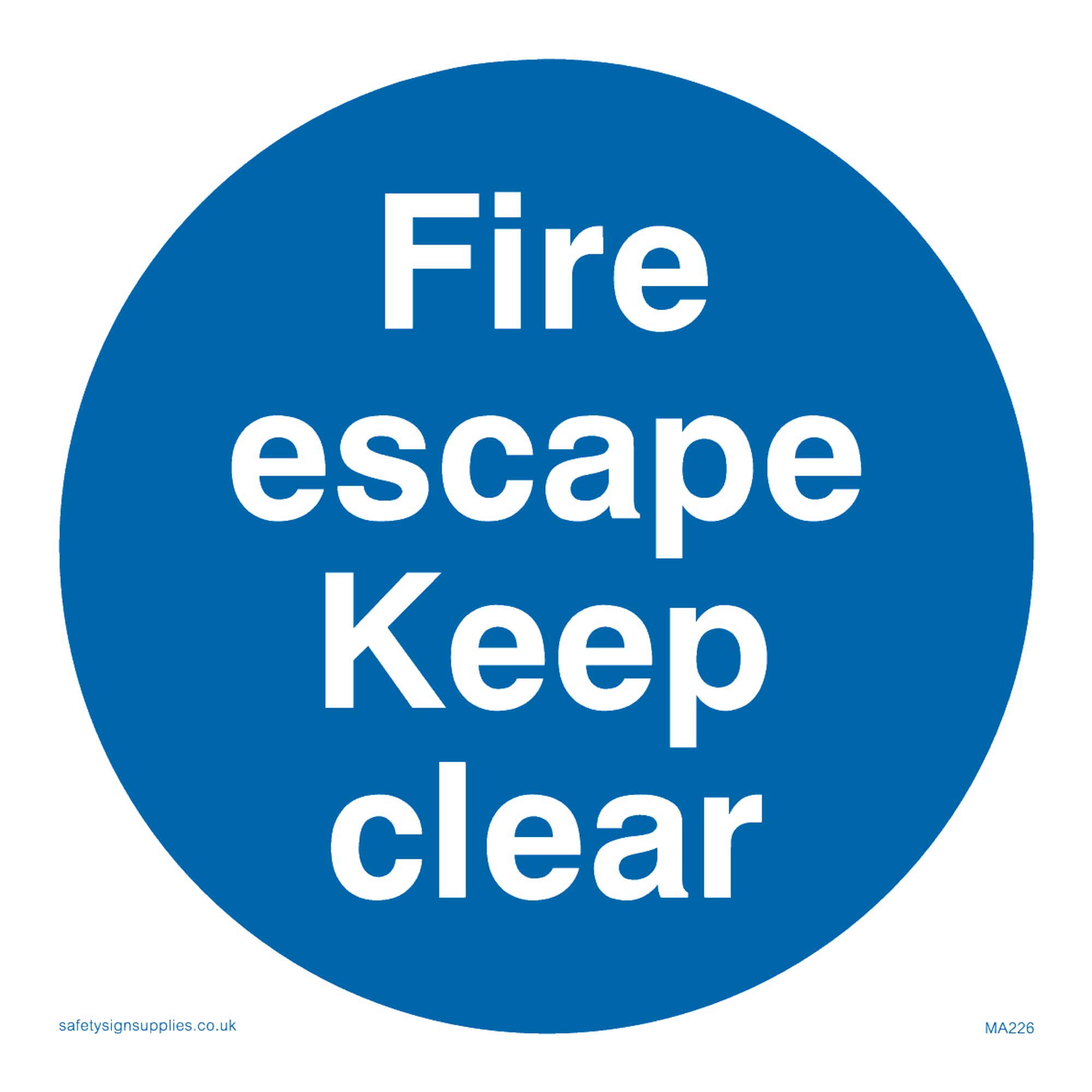 Pack of five - Fire escape keep clear Sign - 100x100mm - S10